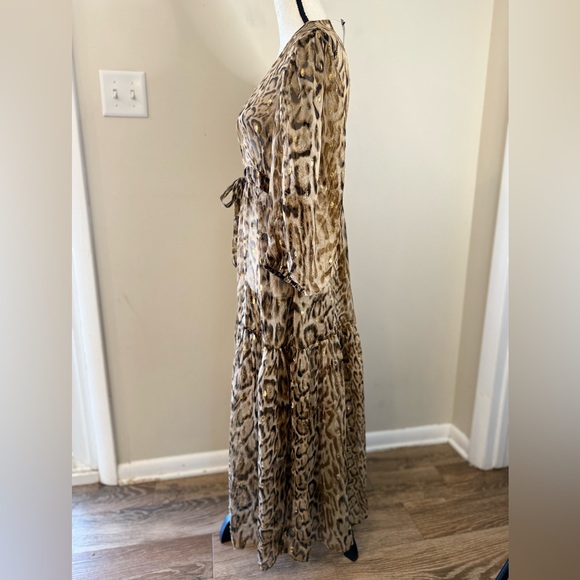 Express sheer maxi length leopard print beach coverup SZ SM - Picture 4 of 14